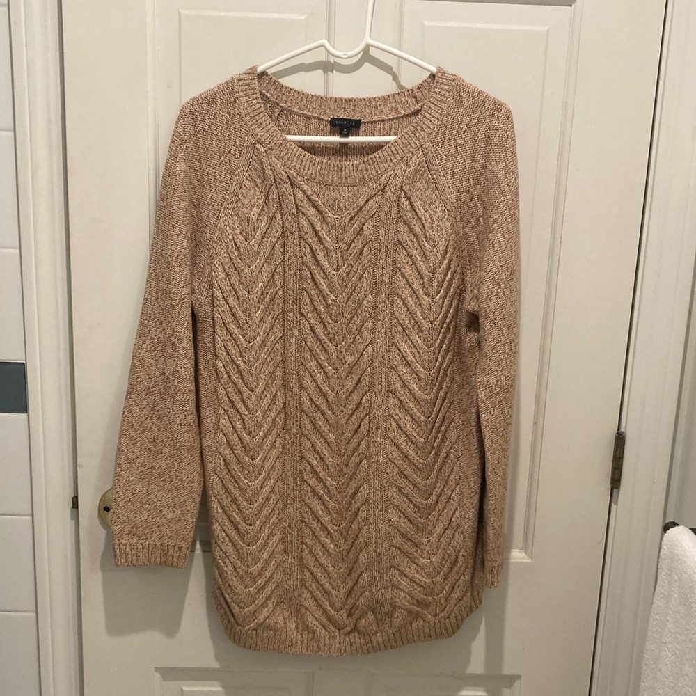 Talbots Beige Cable Knit Sweater (Extra long, Medium)